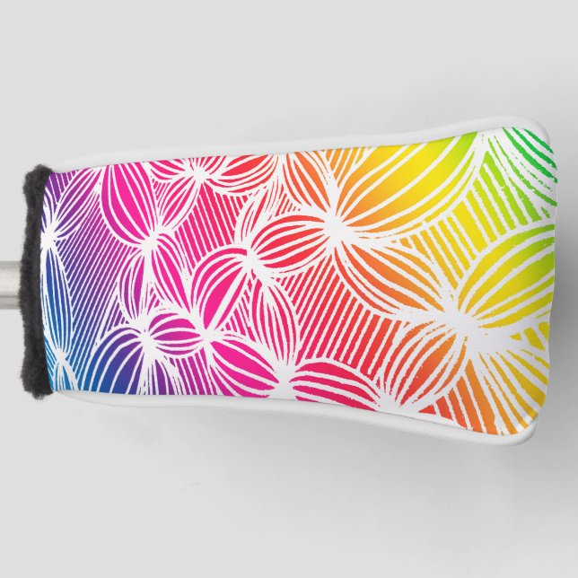 Funda Para Palo De Golf Líneas curvas de arcoíris (Anverso)