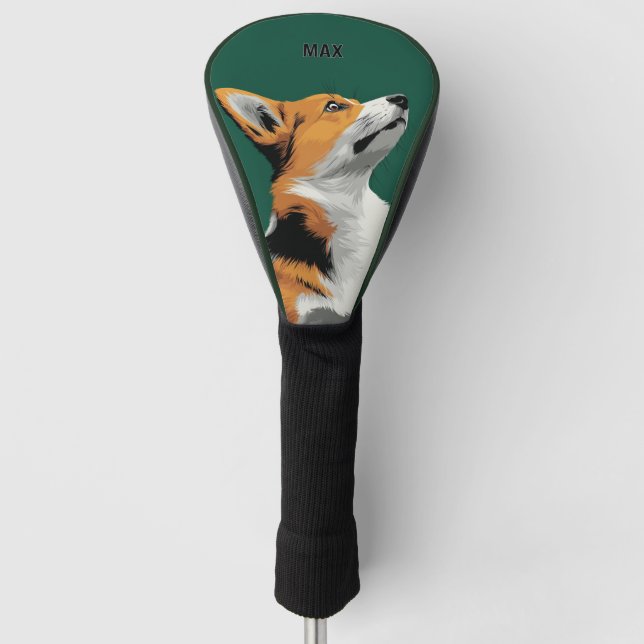 Funda Para Palo De Golf Little Corgi on Green Background (Anverso)