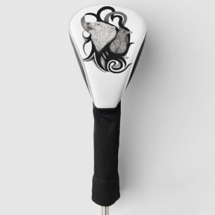 Funda Para Palo De Golf Lobo blanco con arte tribal de Raven