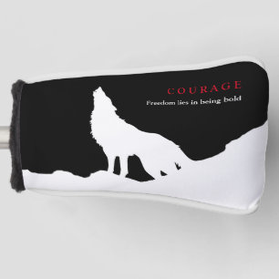 Funda Para Palo De Golf Lobo de citas de coraje blanco negro