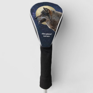 Funda Para Palo De Golf Lobo gris, luna llena y estrellas 