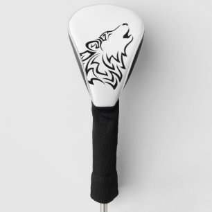 Funda Para Palo De Golf Lobo tribal negro y blanco