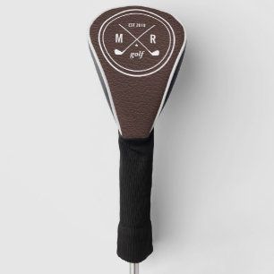 Funda Para Palo De Golf Logo del club de golf Monograma cuero marrón
