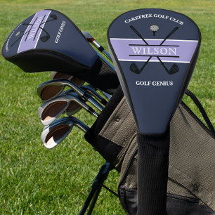 Funda Para Palo De Golf Logo Nombre Club Golf Azul Púrpura