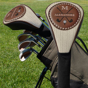 Funda Para Palo De Golf Logotipo de nombre de monograma vintage