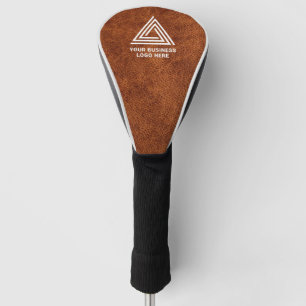 Funda Para Palo De Golf Logotipo empresarial moderno de cuero marrón falso