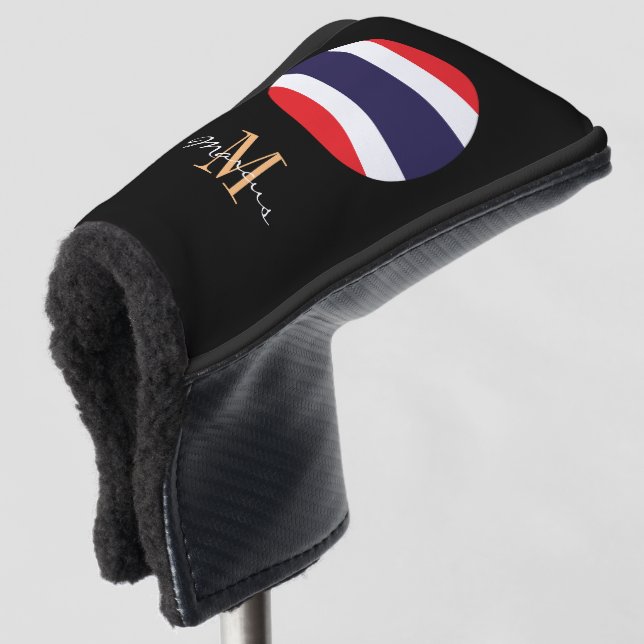 Funda Para Palo De Golf Los clubes de golf Monogrammed & Thai Flag (Anverso 3/4)