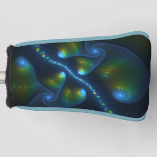 Funda Para Palo De Golf Luces de fantasía abstracto azul verde amarillo fr