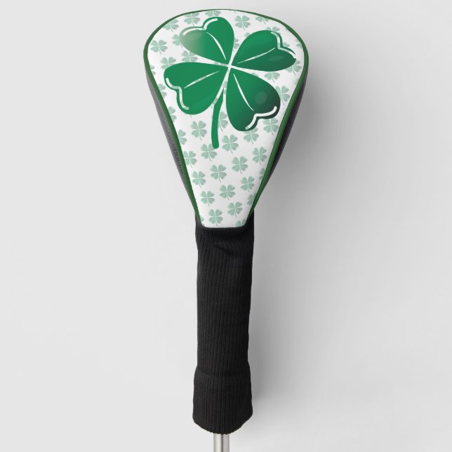 Funda Para Palo De Golf Lucky Four Leaf Clover Irish Shamrock Pattern (Anverso)