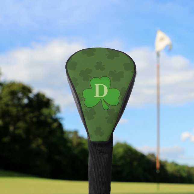 Funda Para Palo De Golf Lucky Shamrock Monograma Green Golf Head Cover (Add your initial to this Lucky Shamrock Golf Head Cover. Suitable for extra luck on the fairway)