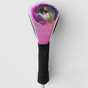 Funda Para Palo De Golf Lujoso marco de círculo morado y rosa ocmbre