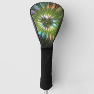 Funda Para Palo De Golf Luminoso colorido Fantasía Flor Fractal Art