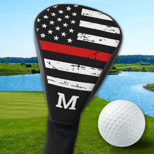 Funda Para Palo De Golf Luminoso Monograma Personalizado de la Línea Roja