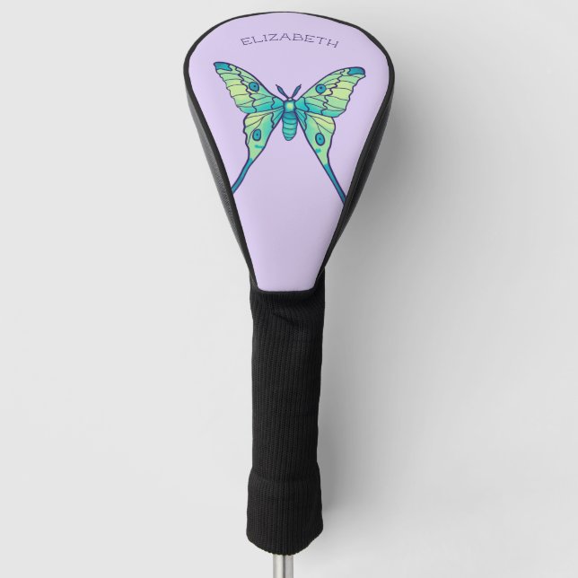 Funda Para Palo De Golf Luna mariposa insecto de mosca napa púrpura (Anverso)