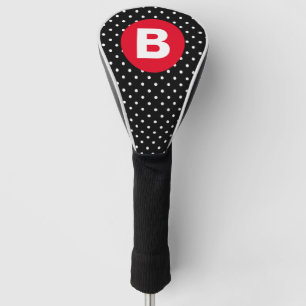 Funda Para Palo De Golf Lunares Clásicos en Blanco y Negro con Monograma R