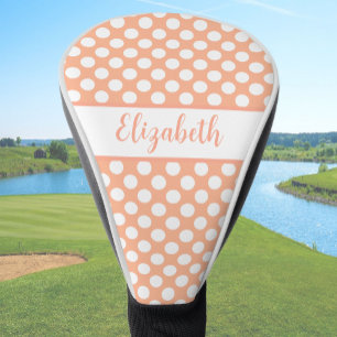 Funda Para Palo De Golf Lunares naranjas divertidos nombre personalizado p