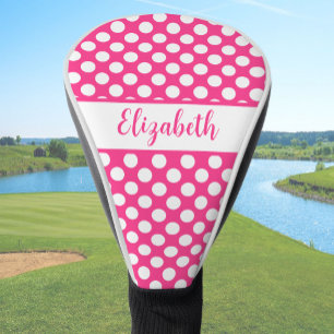 Funda Para Palo De Golf Lunares rosados divertidos personalizados para dam