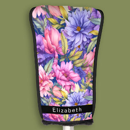 Funda Para Palo De Golf Lush Pink and Purple Flowers Personalized