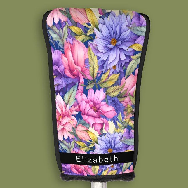Funda Para Palo De Golf Lush Pink and Purple Flowers Personalized (Subido por el creador)