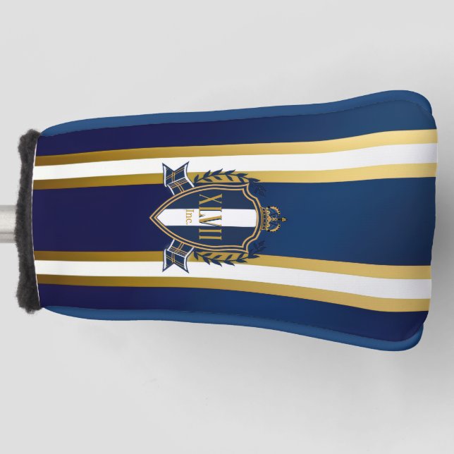 Funda Para Palo De Golf Luxury Royal Blue and White Monogram Putter  (Anverso)