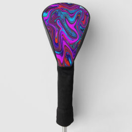 Funda Para Palo De Golf Magenta de mármol, arte abstracto azul y rojo