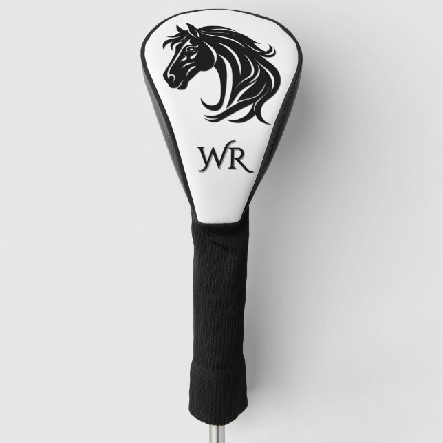 Funda Para Palo De Golf Magnificent Black Horse Head  Personal Initials (Anverso)