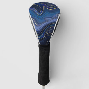 Funda Para Palo De Golf Malaquita Azul con Acentos Dorados Lujo Chic Piedr