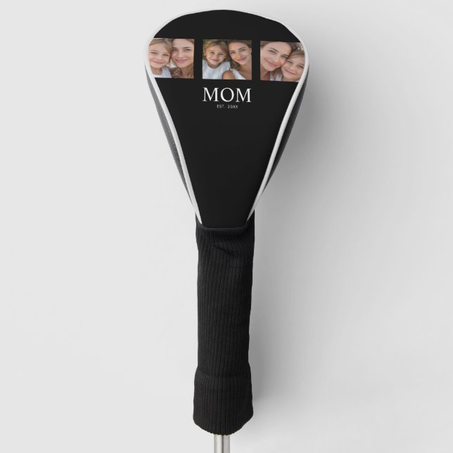 Funda Para Palo De Golf Mamá Estableció Moderno Script Negrita Negro 3 Fot (Anverso)