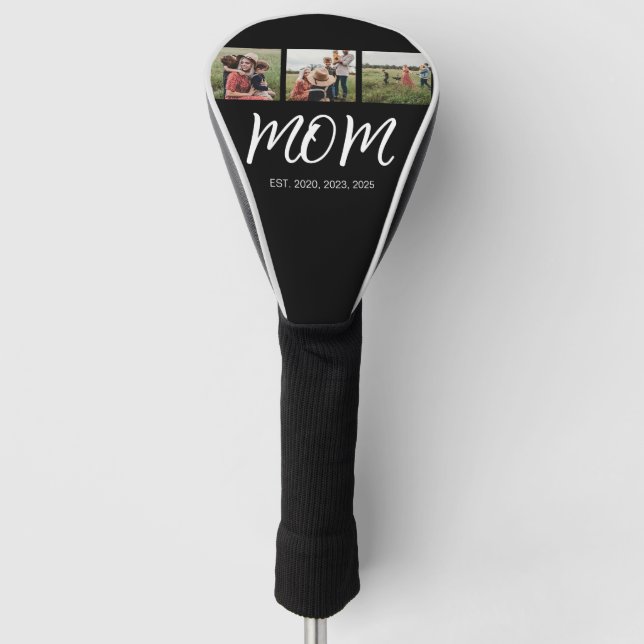 Funda Para Palo De Golf Mamá Estableció Moderno Script Negrita Negro 3 Fot (Anverso)