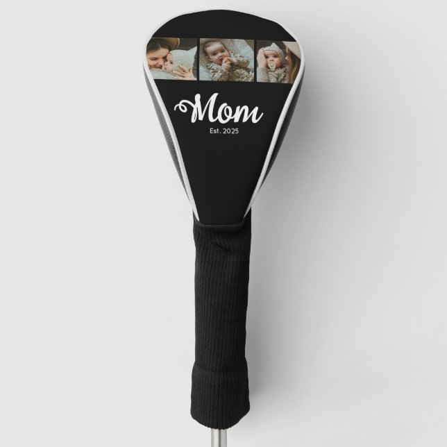 Funda Para Palo De Golf Mamá Estableció Moderno Script Negrita Negro 3 Fot (Anverso)