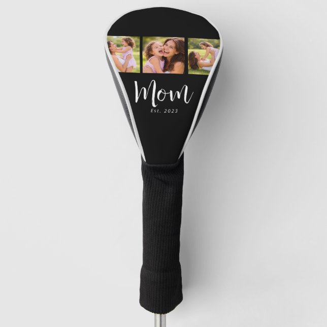 Funda Para Palo De Golf Mamá Estableció Negrita Moderna Script Negro 3 Fot (Anverso)