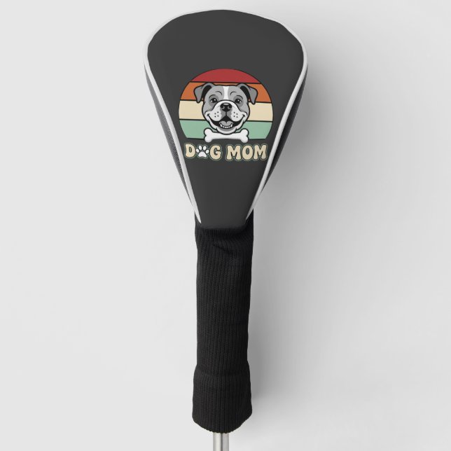 Funda Para Palo De Golf Mamá Perro Retro Vector Bulldog (Anverso)