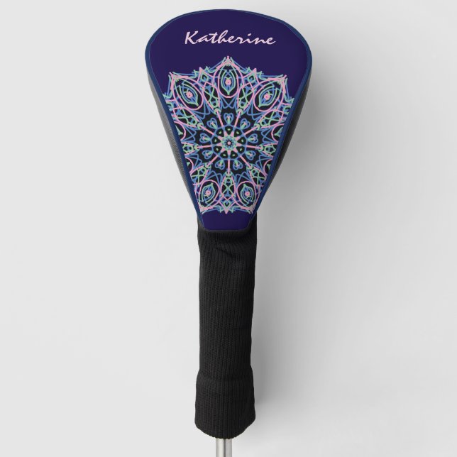 Funda Para Palo De Golf Mandala Azul Rosa Verde Espiritual. (Anverso)