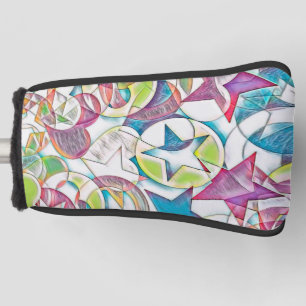 Funda Para Palo De Golf Mano Dibujada Por EDDArt - Estrellas Y Corazones 1
