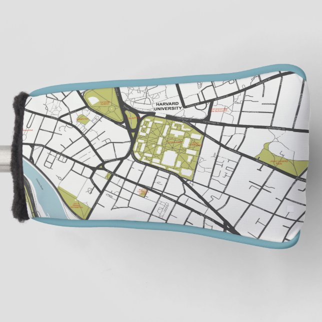 FUNDA PARA PALO DE GOLF MAPA DE MASSACHUSETES DE LA UNIVERSIDAD DE HARVARD (Anverso)