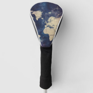 Funda Para Palo De Golf Mapa del mundo de la púrpura vintage celestial (7)