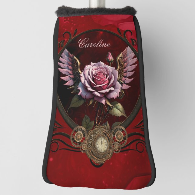 Funda Para Palo De Golf Maravilloso rosa steampunk con alas (Girar 90)
