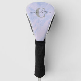 Funda Para Palo De Golf Marble de lavanda Lilac Elegante Nombre Monograma