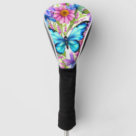 Funda Para Palo De Golf Mariposa azul en un campo de flores