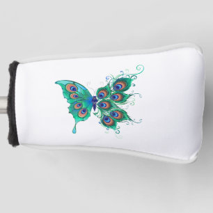 Funda Para Palo De Golf Mariposa con plumas de pavo real verde