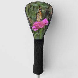 Funda Para Palo De Golf Mariposa monarca en una flor rosada de la zinnia B