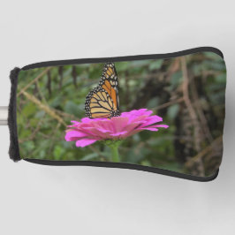 Funda Para Palo De Golf Mariposa monarca en una flor rosada de la zinnia B