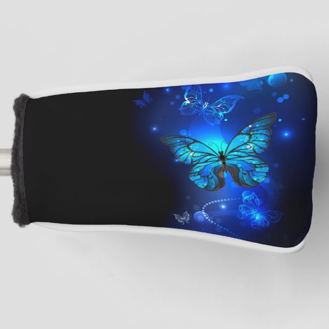 Funda Para Palo De Golf Mariposa morfo en el fondo oscuro (Anverso)