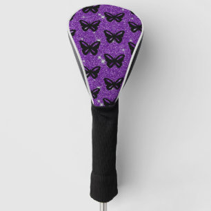 Funda Para Palo De Golf Mariposas negras purpurina volar insecto animal