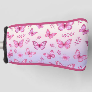 Funda Para Palo De Golf Mariposas rosadas y patrón de flores