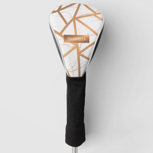 Funda Para Palo De Golf Mármol blanco y dorado (Anverso)