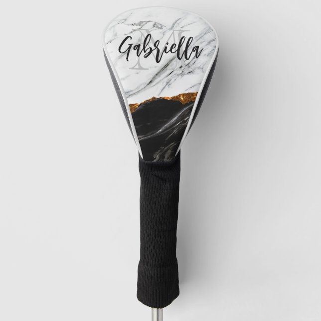 Funda Para Palo De Golf Mármol blanco y negro (Anverso)