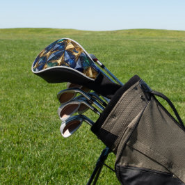 Funda Para Palo De Golf Mármol Geométrico Azul Rubí de Lujo