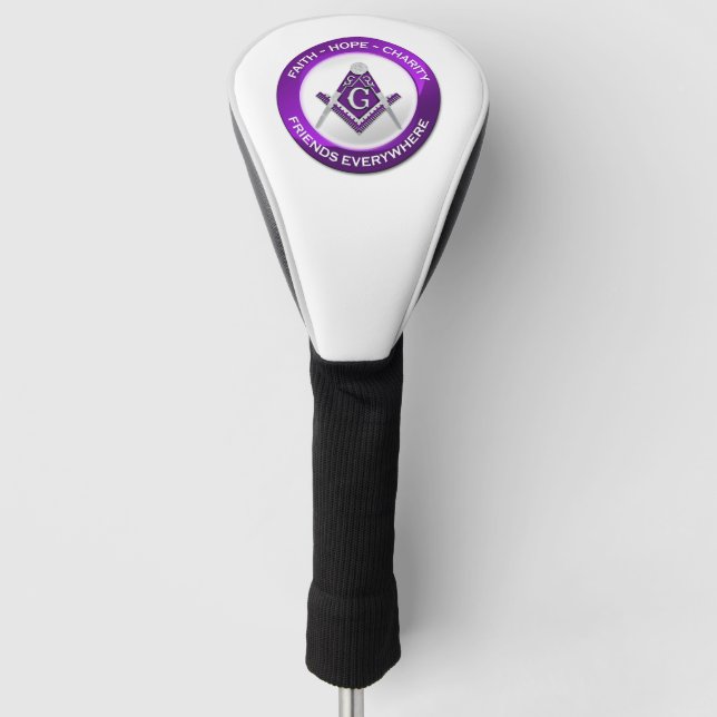 Funda Para Palo De Golf Masonic Golf Head Cover Purple (Anverso)