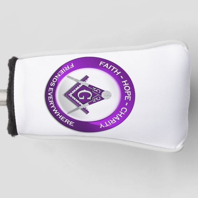Funda Para Palo De Golf Masonic Golf Putter Cover Purple (Anverso)